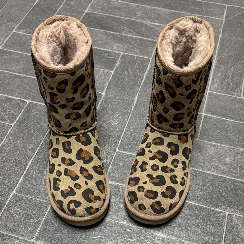UGG Tan Leopard Print Winter Boots